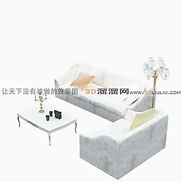 3D沙發(fā)茶幾組合模型