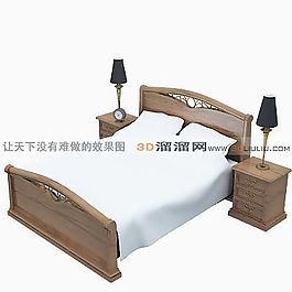 3D雙人床模型