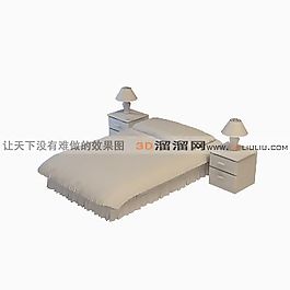 3D雙人床模型
