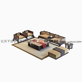 3D沙發(fā)茶幾組合模型