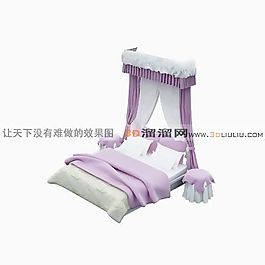 3D雙人床模型