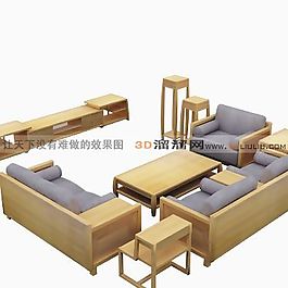 3D沙發(fā)茶幾組合模型