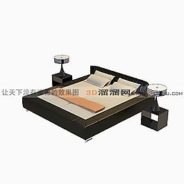 3D雙人床模型