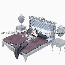 3D雙人床模型