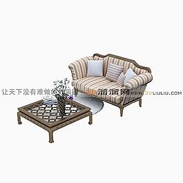 3D沙發(fā)茶幾組合模型