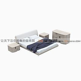3D雙人床模型