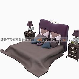 3D雙人床模型