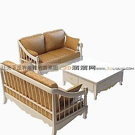 3D沙發(fā)茶幾組合模型