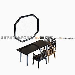 3D桌椅組合模型