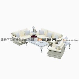 3D沙發(fā)茶幾組合模型