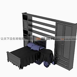 3D雙人床模型