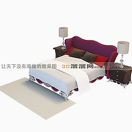 3D雙人床模型