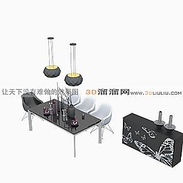3D桌椅組合模型