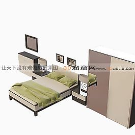 3D雙人床模型