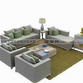 3D沙發(fā)茶幾組合模型