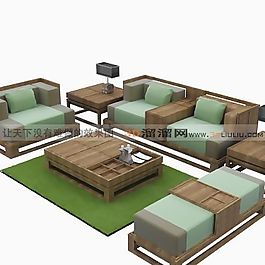 3D沙发茶几组合模型