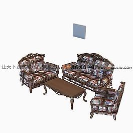3D沙發(fā)茶幾組合模型