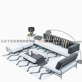 3D沙發(fā)茶幾組合模型
