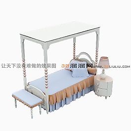 3D单人床模型