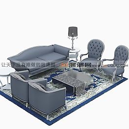 3D沙發(fā)茶幾組合模型