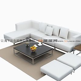 3D沙發(fā)茶幾組合模型