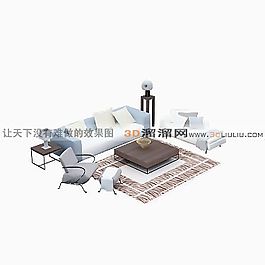 3D沙發(fā)茶幾組合模型