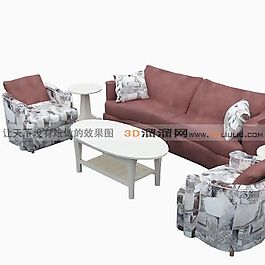 3D沙發(fā)茶幾組合模型