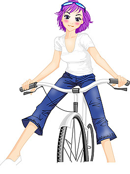 可愛自行車女