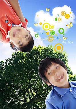 高清兒童綠色概念草樹素材
