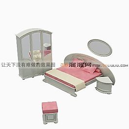 3D雙人床模型