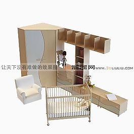 3D嬰兒床模型