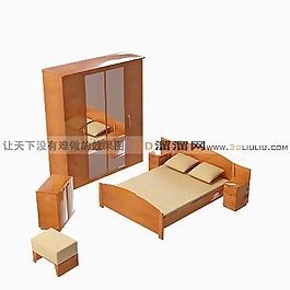 3D雙人床模型