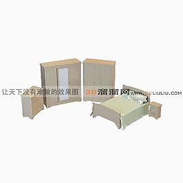 3D雙人床模型