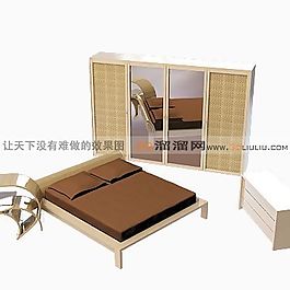3D雙人床模型