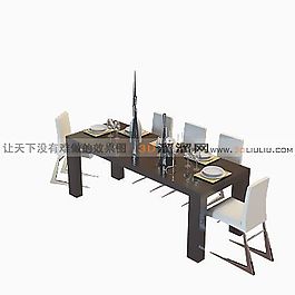 3D桌椅组合模型
