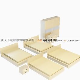 3D雙人床模型