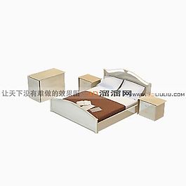 3D雙人床模型
