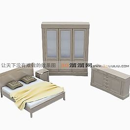 3D雙人床模型