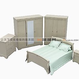 3D雙人床模型