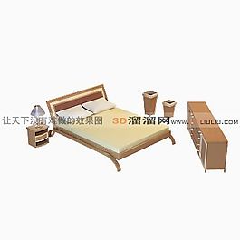 3D雙人床模型