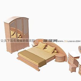 3D雙人床模型