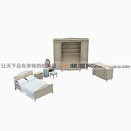 3D雙人床模型
