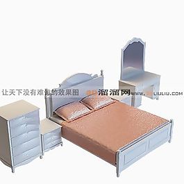 3D雙人床模型