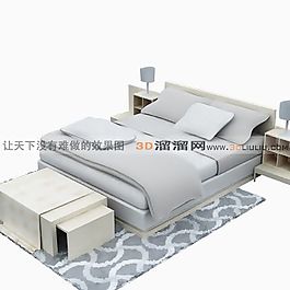3D雙人床模型