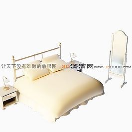 3D雙人床模型