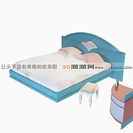 3D雙人床模型