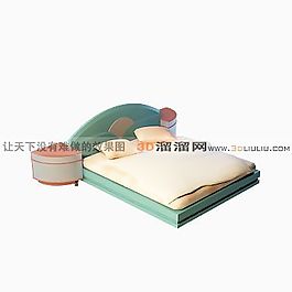 3D雙人床模型