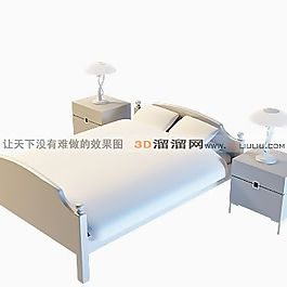 3D雙人床模型