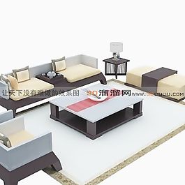 3D沙發(fā)茶幾組合模型