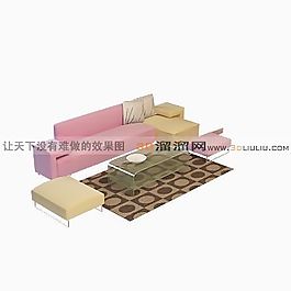 3D沙發(fā)茶幾組合模型